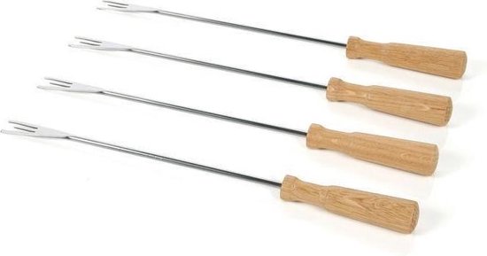 Fourchettes à fondue Boska Oslo - Set de 4 fourchettes - avec prise supplémentaire - Argent/Marron