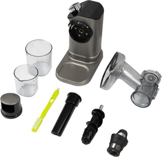 Safecourt Kitchen - Presse-agrumes lent - 700 ml & pressage à froid - avec moteur silencieux et anti-goutte - pour des jus de fruits et de légumes frais - plastique gris