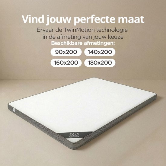Sleeptime Twin Motion Topper 90x200 cm - Surmatelas - Surmatelas - Mousse à mémoire de forme Hybrid Gel - Fermeté moyenne - Epaisseur 8 cm
