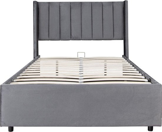 Lit capitonné Savona - 200 x 120 cm - Gris foncé - Tiroir de lit inclus