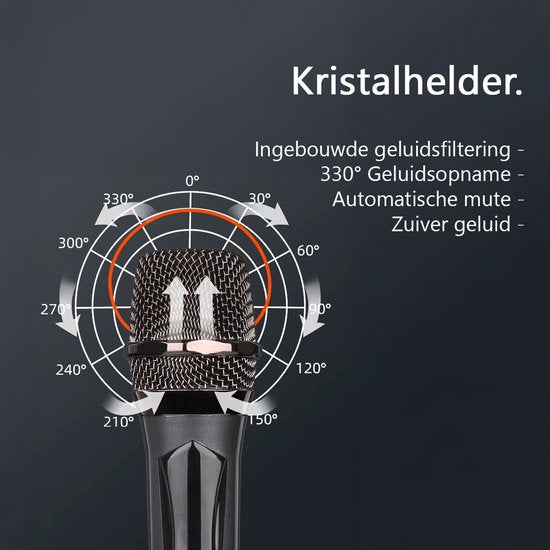 Tech Essentials Microphone sans fil - 2 pièces - USB-C rechargeable - portée supplémentaire - Karaoké - ASMR - Studio - Convient à la boîte de fête - Jack 3,5-6,3 mm