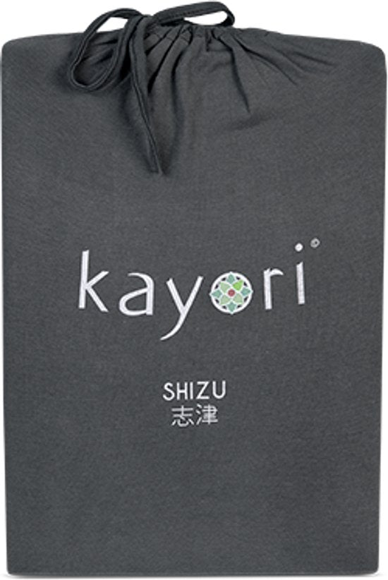 Kayori Shizu Splittopper Drap-housse Jersey - 180x200-220cm - Epaisseur du matelas 12 cm - Coton biologique - Anthracite