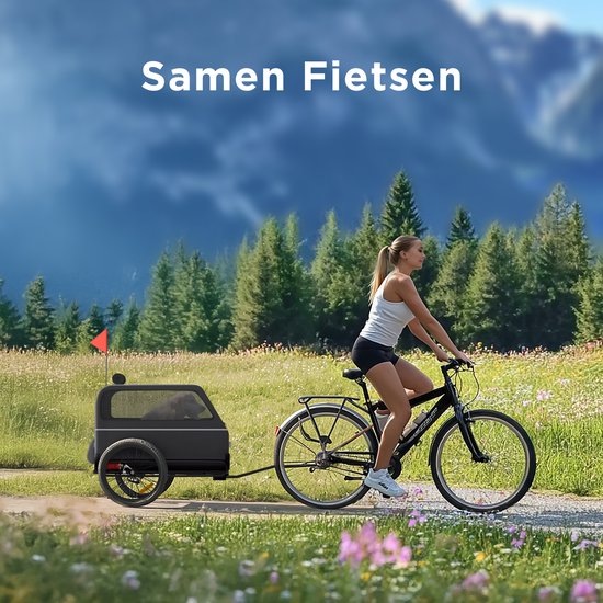 TrevoPet® Dog Bike Trailer XL - remorque pliante pour vélo - remorque pour chien avec rampe, système de suspension et résistance aux intempéries - convient aux vélos électriques - 45 kg - noir