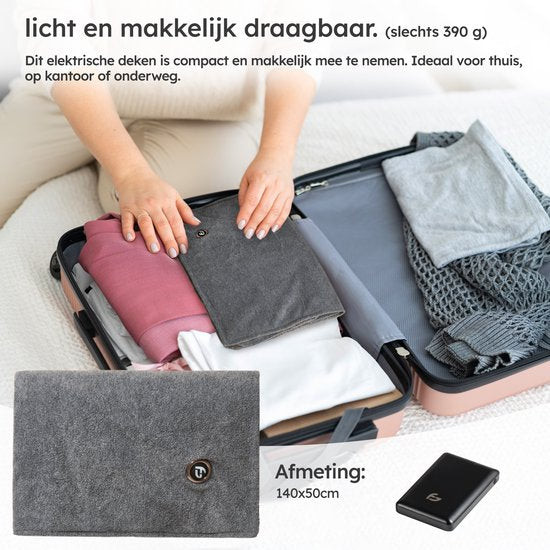 Couverture chauffante - Infrarouge - Sans fil - Chauffe-chaise - Couverture chauffante Chaise - Couverture chauffante - 3 réglages - 40x110 cm - Original Grey - Saaf Comfort
