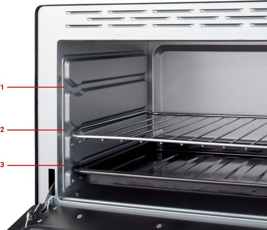 Tomado TEO3000B - Four posable - 30 litres - 1600 watts - Air chaud - 3 niveaux d'encastrement - Noir
