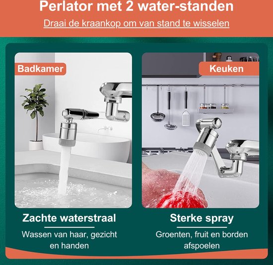 Feau rallonge de robinet - fixation de robinet - rallonge de robinet - pivot 1440° - 100% laiton - universel