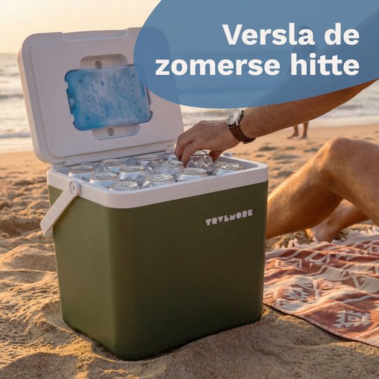 TRVLMORE Cool Box 14L - Frigobox - Elément réfrigérant inclus - Petite boîte réfrigérante - Vert