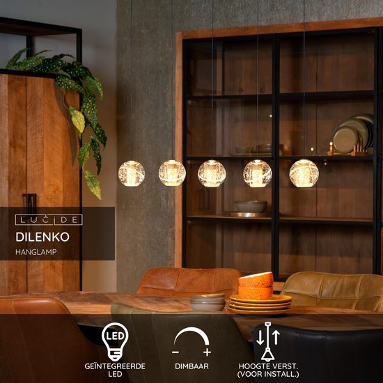 Lucide DILENKO - Lampe suspendue - LED Dimmable - 5x3,5W 2700K - Matte Gold / Brass