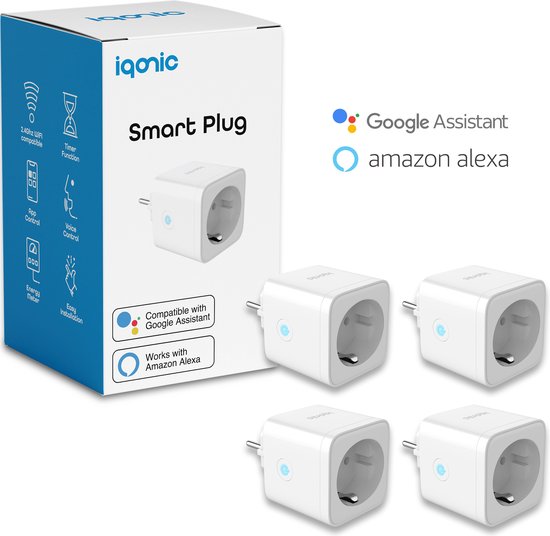 Iqonic Smart Plug - Prise intelligente - avec minuterie et compteur d'énergie - 16A - 4 pièces