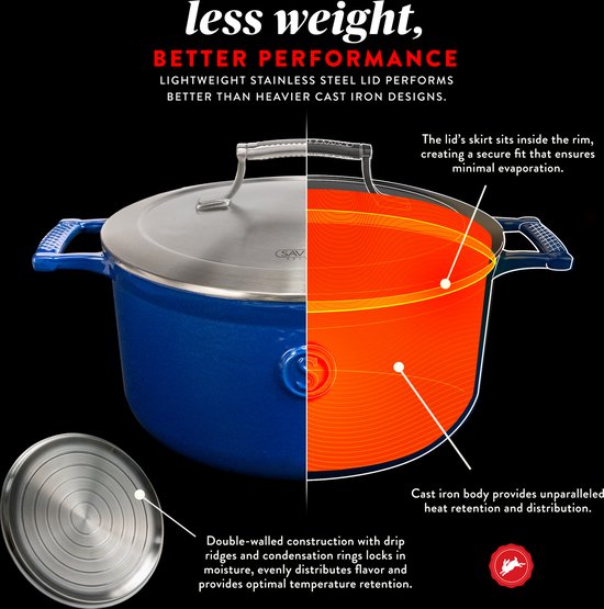Cocotte en fonte - Saveur Selects - Ø25 cm - Sans PFAS - Compatible induction et toutes sources de chaleur - Bleu