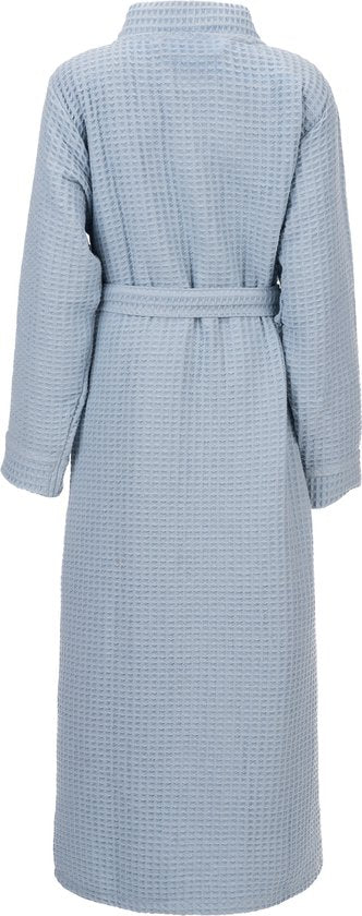 Heckettlane Peignoir gaufré - robe de chambre pour femmes et hommes - S - Manteau du matin en coton - Convient pour le sauna - Bleu