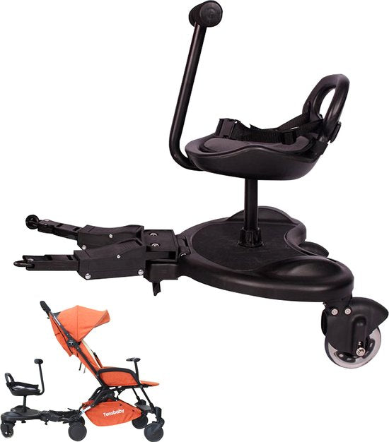 HeppieBabie Universal Riding Board Deluxe - avec siège - pour poussette - Buggy Board - avec livre d'école
