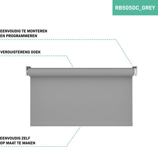 VONROC SMART BLINDS - Store électrique - Extension - 100 x 190 - Gris - Sans télécommande ni câble de chargement
