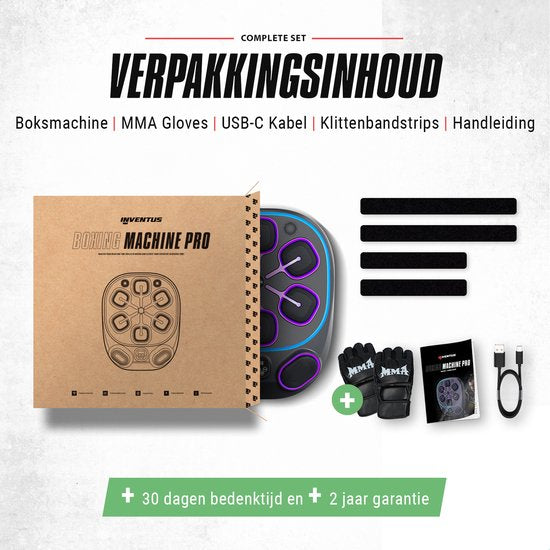 Inventus Boxing Machine PRO - Gants de boxe inclus - Installation de la machine de boxe sans perçage - Reflex Music Boxing - Smart Bluetooth Boxing Machine - Sports Boxing Training - Sac de boxe / Ballon de boxe - Rechargeable par USB - Pour adultes