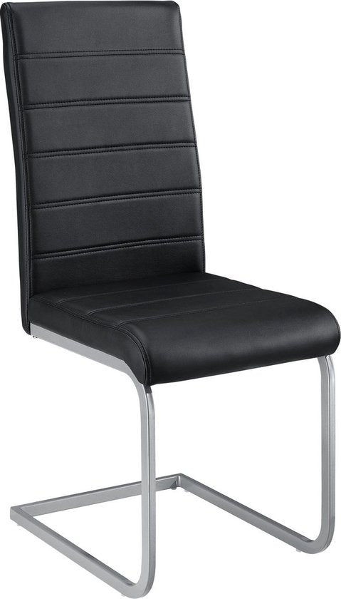 2 Chaises de salle à manger / chaise - Vegas - Cuir synthétique - Noir