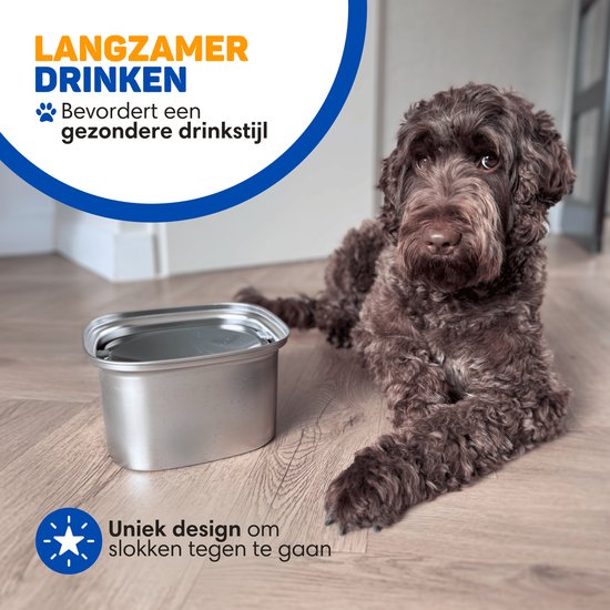 Vulpes Goods® Drinking Bowl Dog - Bol à eau pour chiens - Anti-renversement - Réduit la bave - acier inoxydable - En déplacement - 3L