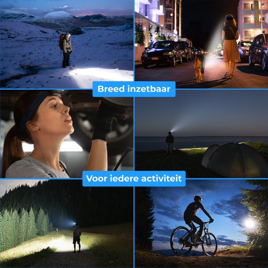 Nuvance - Lampe frontale Led rechargeable - Lampe frontale - rechargeable par usb - faisceau large 230° avec détecteur de mouvement - 350 lumens - réglable
