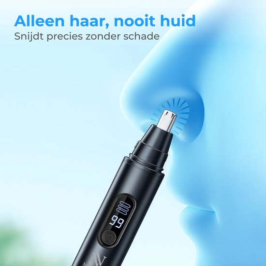 Nuvance Tondeuse à nez - Rechargeable & Rinçage - Tondeuse à nez - Tondeuse à oreilles - Homme & Femme - USB C - Noir