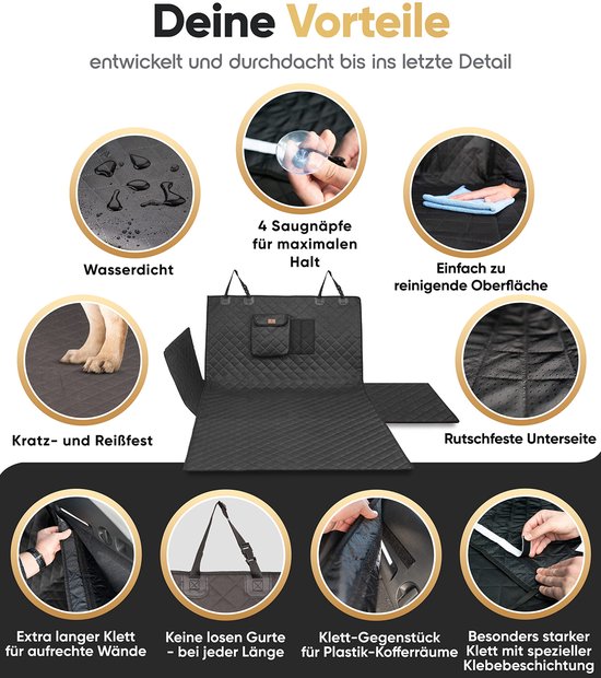 Tapis de protection de coffre de voiture pour chien avec protection latérale et protection de coffre, couverture pour chien, coffre de voiture, imperméable et résistant aux rayures, tapis de protection de coffre universel pour chiens