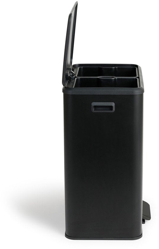 Umuzi Cleaning Double Waste Bin - 60L - Poubelle à pédale - Soft Close - 53x38x66 - Noir mat