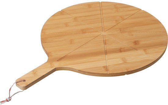 Excellent Houseware Planche à pizza avec coupe-pizza - bambou - 38 cm - double face - planche à pizza