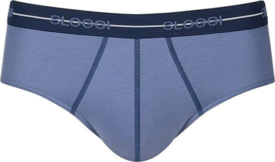 sloggi Start Midi 2-Pack Briefs - Hommes - Coton/Elastane - Taille normale - Bande élastique - Bleu/Multi - Taille XL
