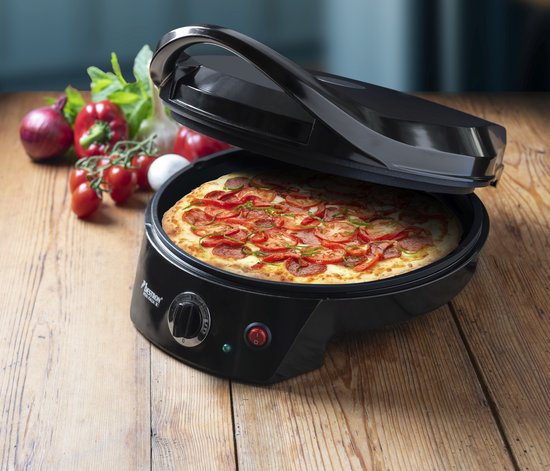 Bestron Four à pizza - APZ400Z - Maximum 230°C - Ø27 cm - Noir - Peut également être utilisé comme grill de table - Garantie 5 ans