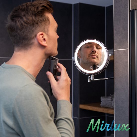 Miroir de maquillage avec éclairage LED - grossissement 5X - Miroir de rasage