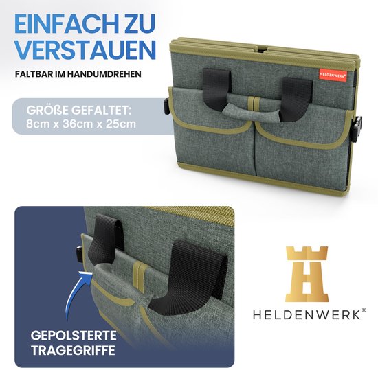 HELDENWERK Organisateur de bottes premium avec couvercle, robuste et antidérapant - Sac à bottes pliable, grand avec double fond - Coffre, boîte d'organisation de bottes