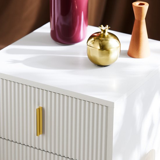 SoBuy 2-Piece Nightstand with 2 Drawers - Side Table - Sofa Side Table - Coffee Table - Bedroom Table - Bed Table with 2 Drawer for Living Room, Bedroom, Office, White, 40x40x47cm, FBT115-Wx2