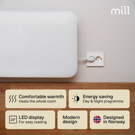Mill IB600DN - Panneau chauffant en acier - 600 watts - jusqu'à 11 m2 - 100% silencieux - adapté à la salle de bain - 5 ans de garantie