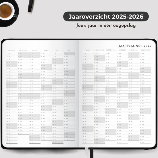 Systemyze Agenda 2025 Adultes - Calendrier hebdomadaire - Planificateur - Horaire inclus - Format A4 - Noir