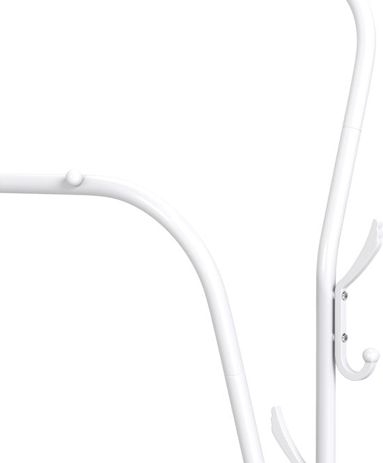 O'DADDY® Porte-vêtements en métal avec double porte-chaussures - porte-vêtements blanc - porte-vêtements - porte-vêtements double - tringle à vêtements - porte-armoire - Porte-vêtements double - 110 x 33 x (137-157) cm - jusqu'à 25 kg par tube