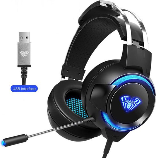 AULA G91 USB Gaming headset - 7.1 Surround Sound - Casque PS4 / PS5 - Noir