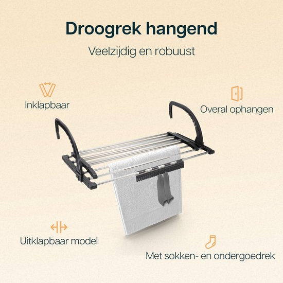 Duna étendoir à linge suspendu - étendoir à linge pliable - étendoir mural - longueur de séchage jusqu'à 5,4 m - étendoir à linge suspendu - porte - balcon - radiateur - avec porte-chaussettes