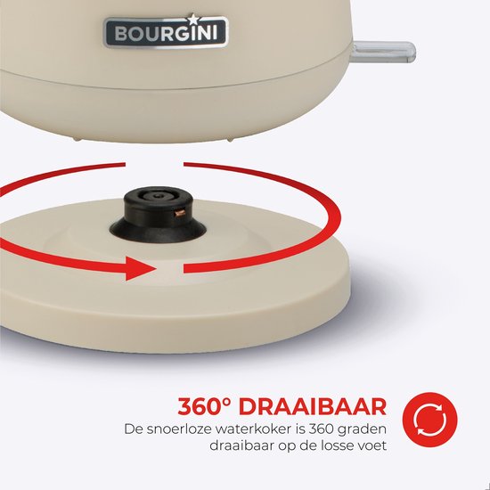 Bourgini Harmony set de petit déjeuner - Eléments en bois de hêtre - Bouilloire en acier inoxydable avec grille-pain