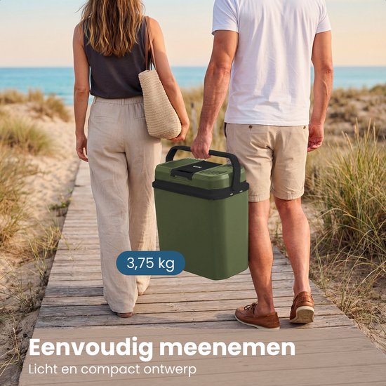 Auronic Coolbox électrique 12V et 230V - 20L - Réfrigérateur de camping - Voiture - Refroidissement et chauffage - Frigobox - Vert