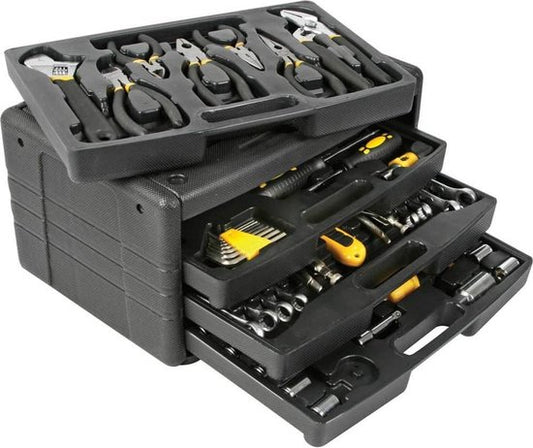 Toolland Mallette à outils remplie, 99 pièces, y compris le contenu, avec 4 incrustations amovibles