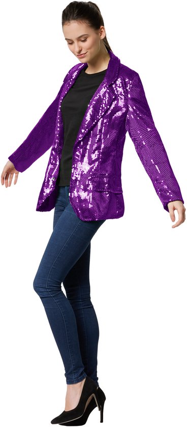 dressforfun - Manteau à paillettes dames lilas M - déguisement costume halloween partywear carnaval déguisement robe de soirée - 303882