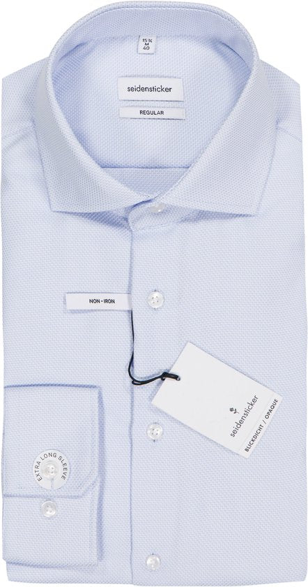 Seidensticker regular fit shirt - longueur des manches 7 - texturé - bleu - sans repassage - Taille : 44