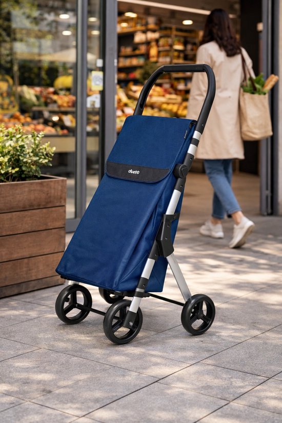 Duett Muuvi Up Chariot de courses - Capacité du sac 46L - 4 roues - Pliable - Bleu