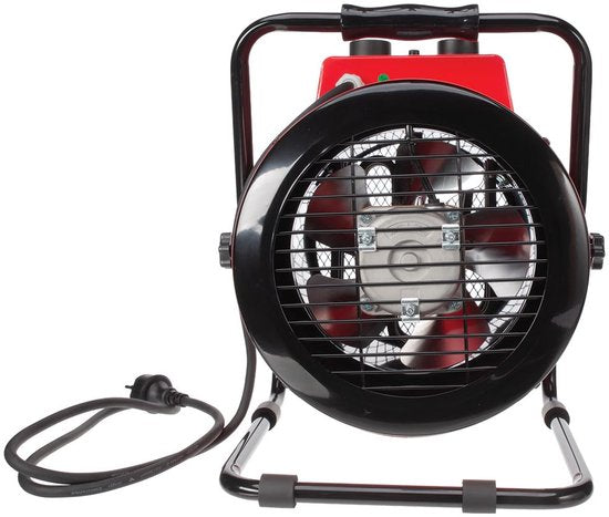 Perel Chauffage électrique à ventilateur 3000W, 2 niveaux de chaleur, thermostat et mode refroidissement, IP24, protection contre la surchauffe et l'inclinaison, chauffage portable compact pour l'atelier, le garage, la remise