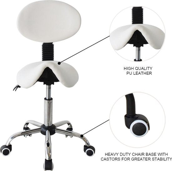 Tabouret de selle ergonomique dossier inclinable - tabouret de barbier - tabouret - hauteur réglable