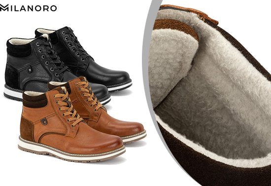 Milanoro - Elégantes baskets en cuir pour homme - Noir - Taille 43