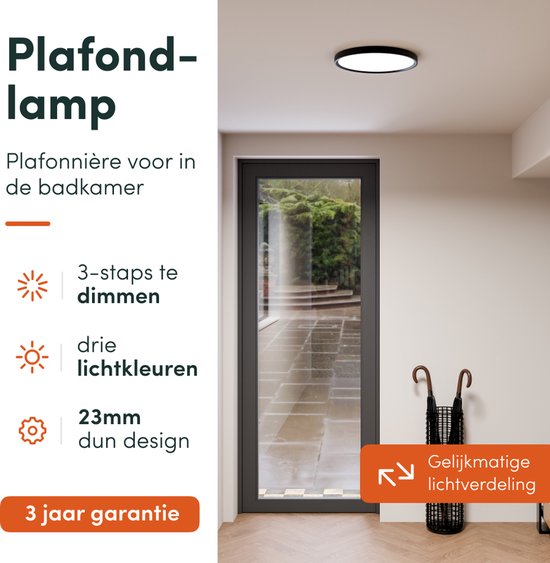 Nolt Plafonnier Dimmable - Eclairage de salle de bain - 24W - ⌀ 30cm - Blanc