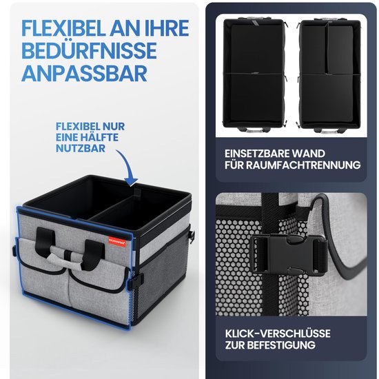 HELDENWERK Organisateur de bottes premium avec couvercle, robuste et antidérapant - Sac à bottes pliable, grand avec double fond - Coffre, boîte d'organisation de bottes