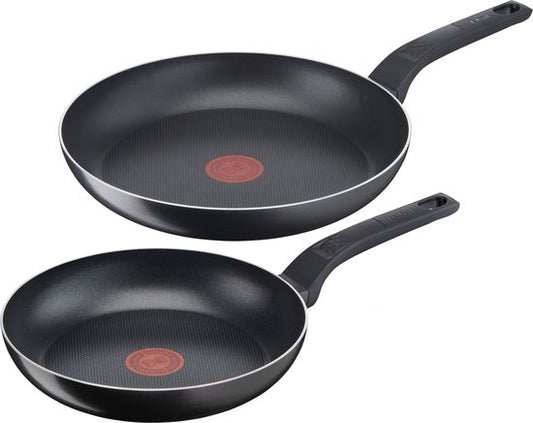 Tefal Easy Cook & Clean - Set de poêles - Ø24 et Ø28 cm - Ne convient pas à l'induction - Revêtement antiadhésif - Aluminium - Noir