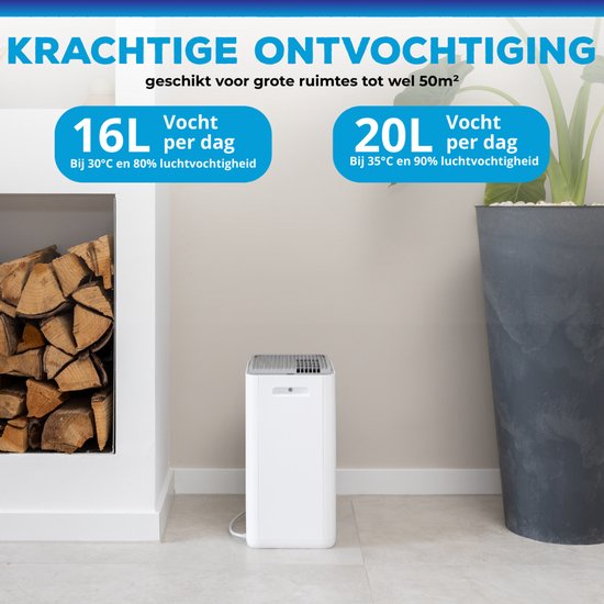 Sofresh déshumidificateur 20 litres par jour - Déshumidificateur et déshumidificateur pour cave, salle de bain, grenier et salon - Blanc