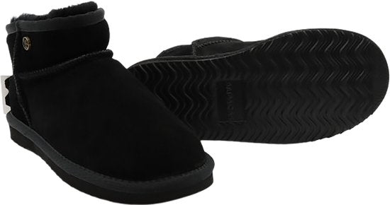 Alpacas Footwear - Ladies - Bottes courtes en daim véritable - Doublées de 100% de laine d'agneau douce - Black - 42