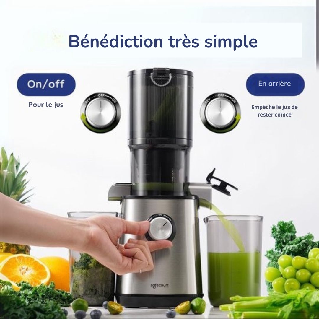 Extracteur de jus - Safecourt Kitchen - pour fruits et légumes - Ouverture de remplissage XXL - Moteur puissant de 200W - gris